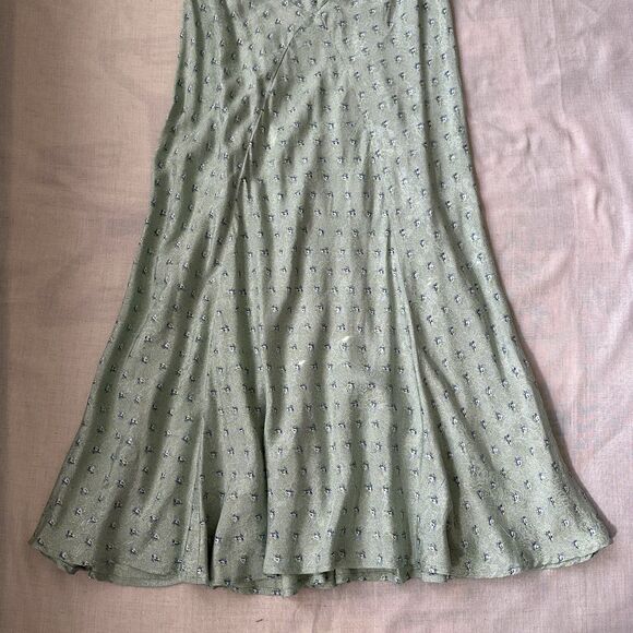 VTG April Cornell Green Floral Midi Dress Flutter Sleeve M Cottagecore Prairie - Picture 9 of 12